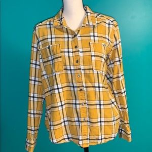 PacSun Women’s Mustard Yellow Plaid Button Down